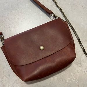 Handmade leather waist bag with interchangeable crossbody chain